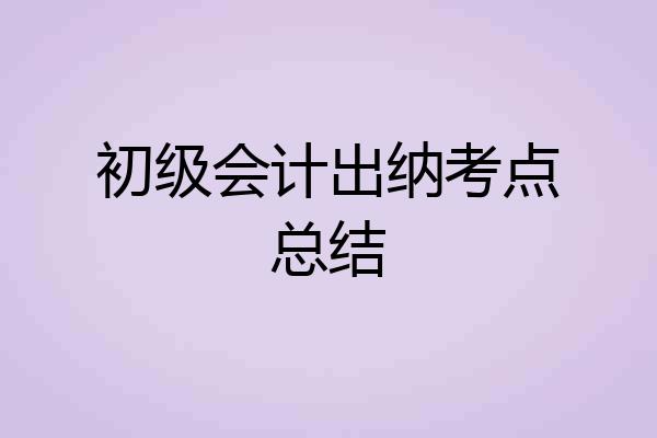 初级会计出纳考点总结