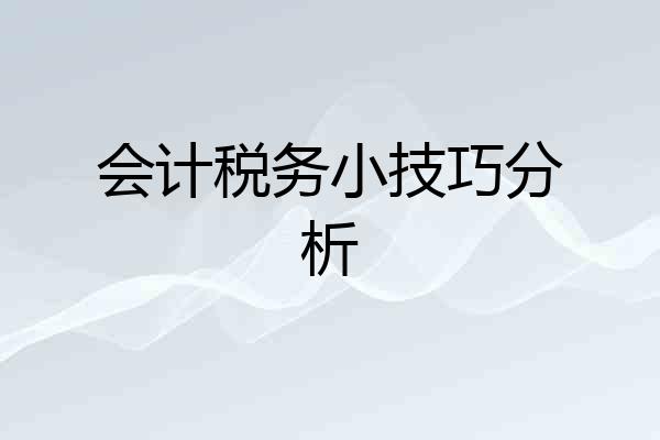 会计税务小技巧分析