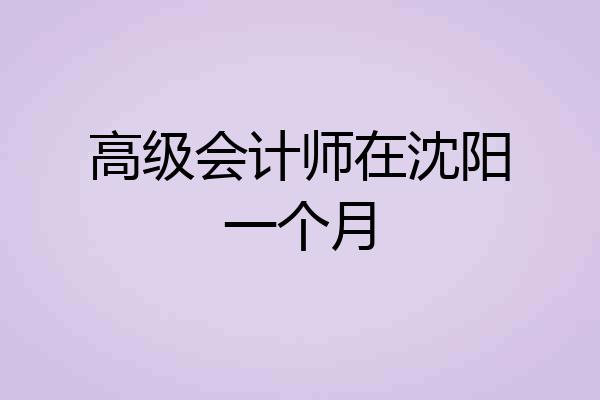 高级会计师在沈阳一个月