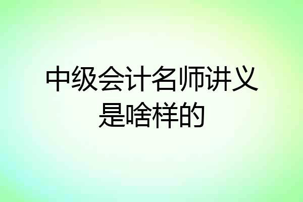 中级会计名师讲义是啥样的