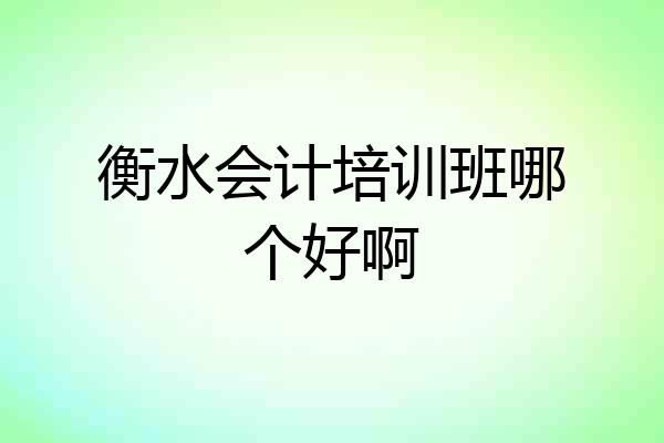 衡水会计培训班哪个好啊