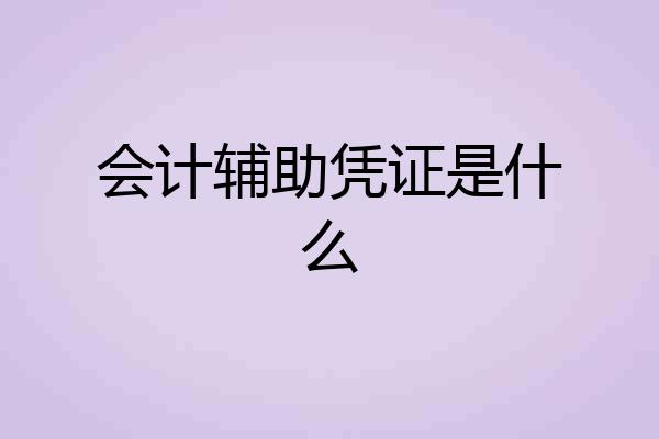 会计辅助凭证是什么