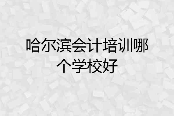哈尔滨会计培训哪个学校好