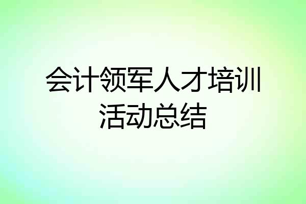 会计领军人才培训活动总结