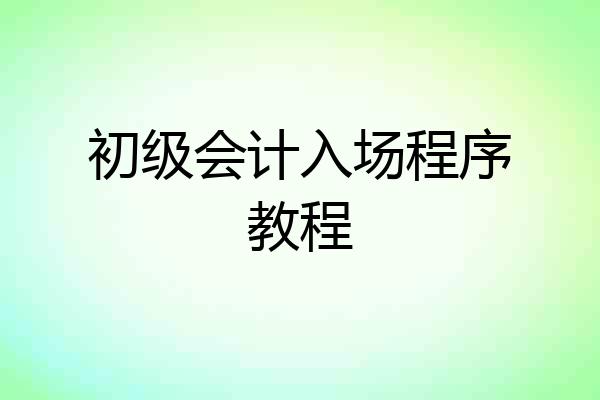 初级会计入场程序教程
