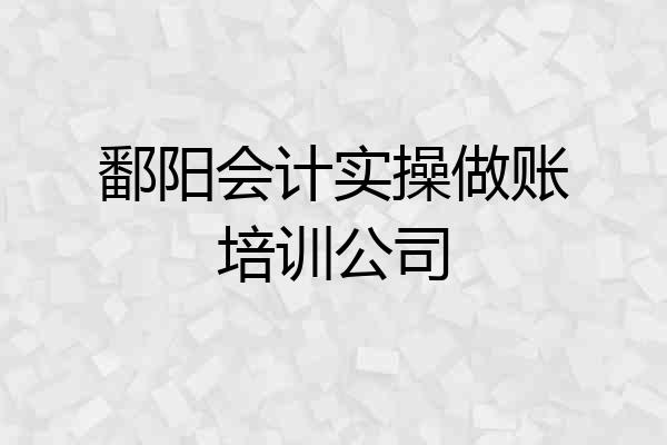 鄱阳会计实操做账培训公司