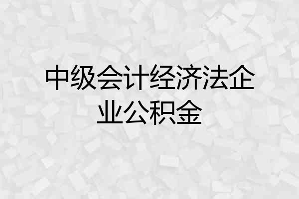 中级会计经济法企业公积金