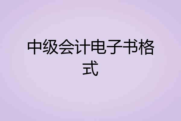 中级会计电子书格式