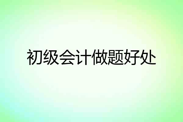 初级会计做题好处