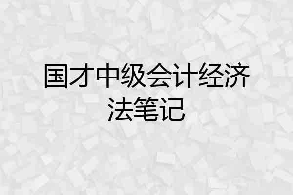 国才中级会计经济法笔记
