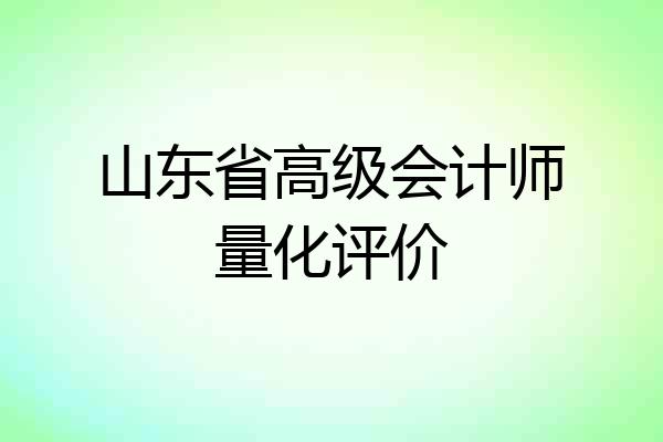 山东省高级会计师量化评价