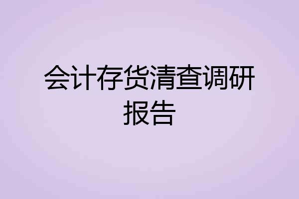 会计存货清查调研报告