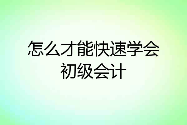 怎么才能快速学会初级会计
