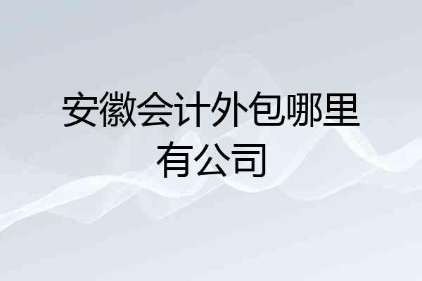 安徽会计外包哪里有公司