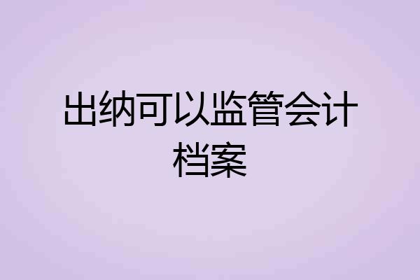 出纳可以监管会计档案
