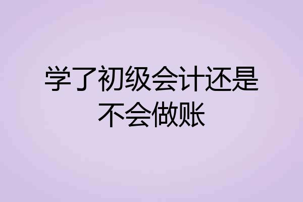 学了初级会计还是不会做账
