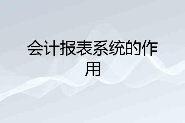 会计报表系统的作用