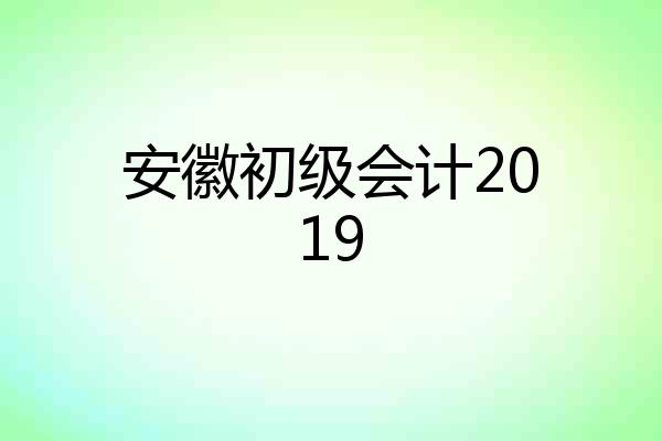 安徽初级会计2019