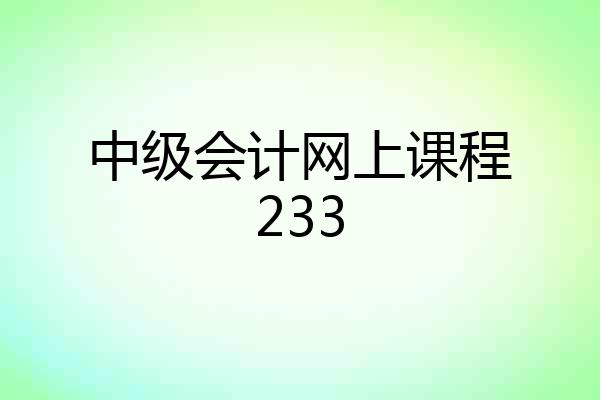 中级会计网上课程233