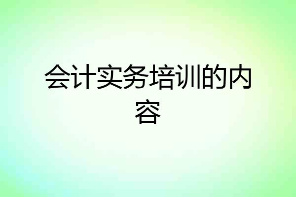 会计实务培训的内容