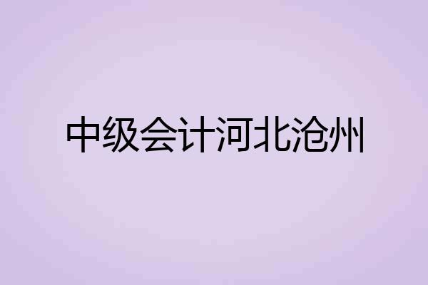 中级会计河北沧州