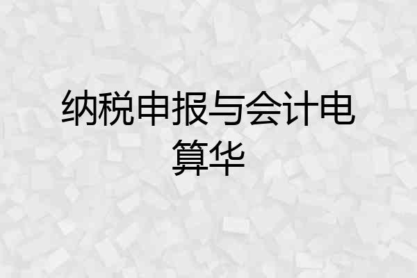 纳税申报与会计电算华