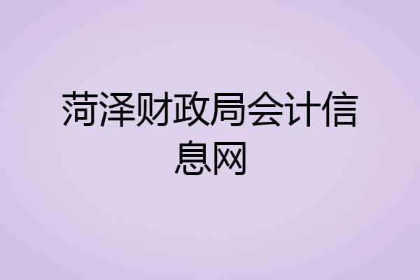 菏泽财政局会计信息网