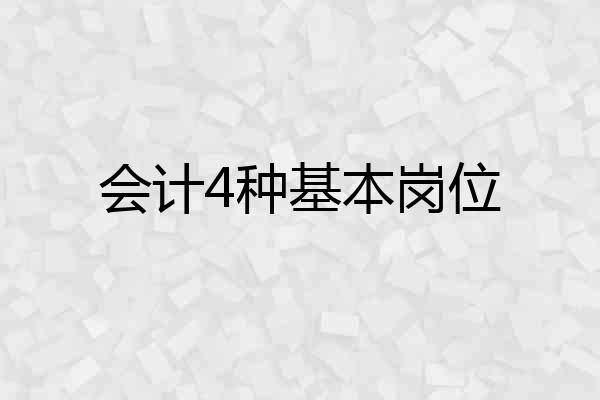 会计4种基本岗位