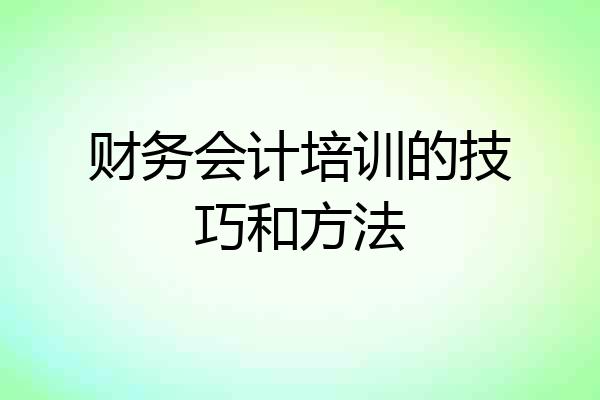 财务会计培训的技巧和方法