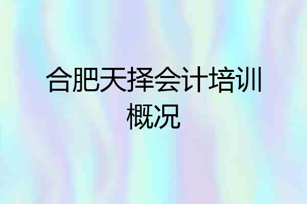 合肥天择会计培训概况