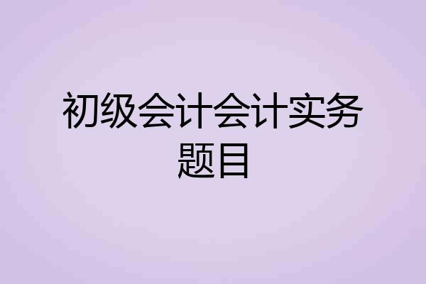 初级会计会计实务题目