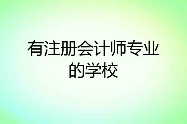 有注册会计师专业的学校