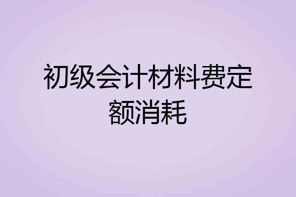 初级会计材料费定额消耗