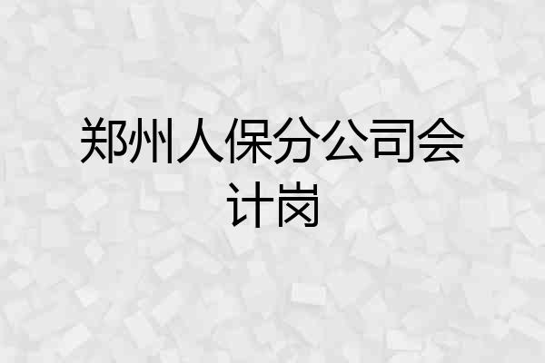 郑州人保分公司会计岗