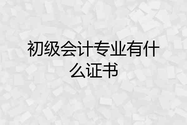 初级会计专业有什么证书