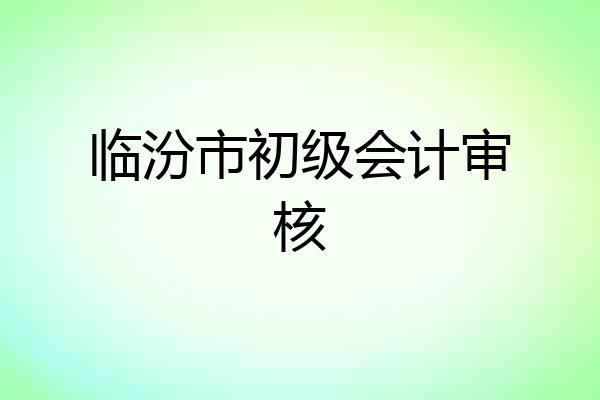 临汾市初级会计审核