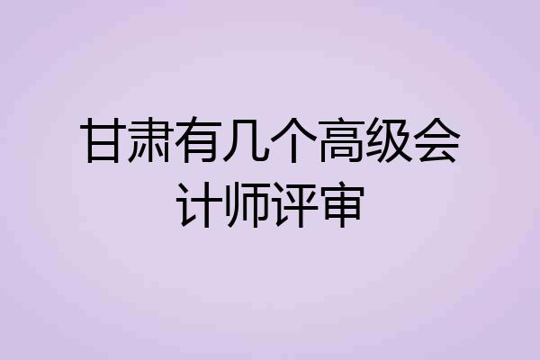甘肃有几个高级会计师评审