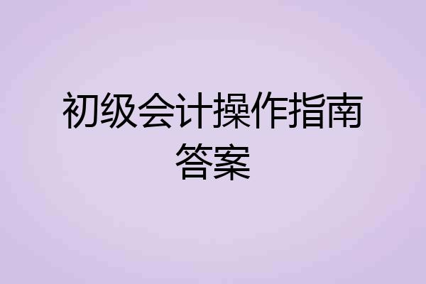 初级会计操作指南答案