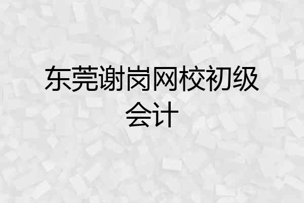 东莞谢岗网校初级会计