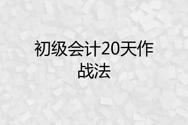初级会计20天作战法