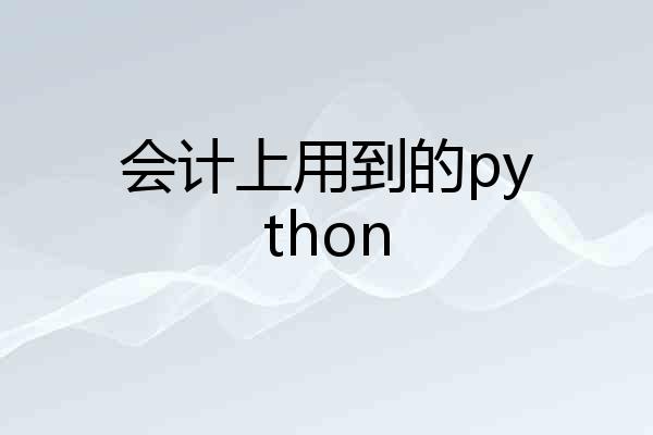 会计上用到的python