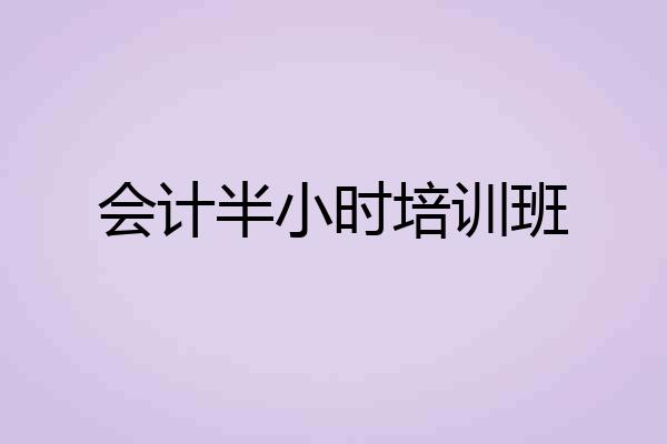 会计半小时培训班