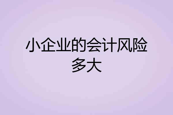小企业的会计风险多大