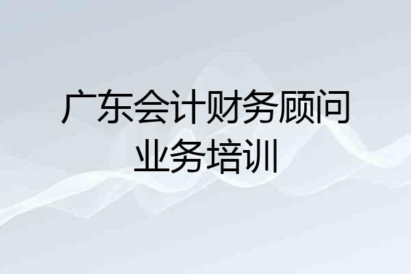 广东会计财务顾问业务培训