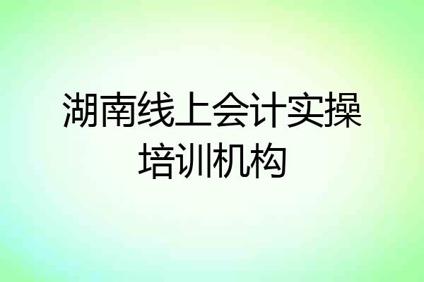 湖南线上会计实操培训机构