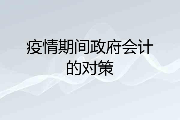 疫情期间政府会计的对策