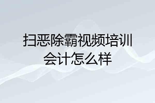 扫恶除霸视频培训会计怎么样