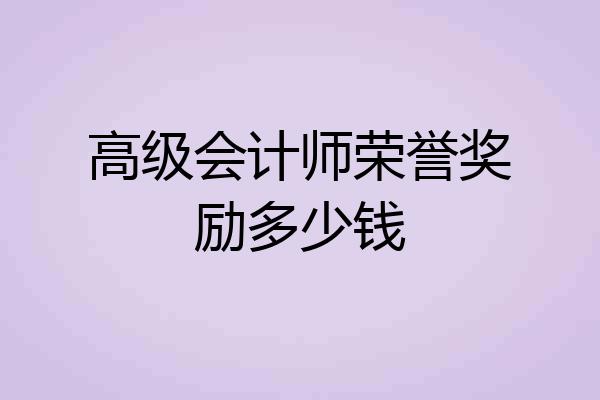 高级会计师荣誉奖励多少钱