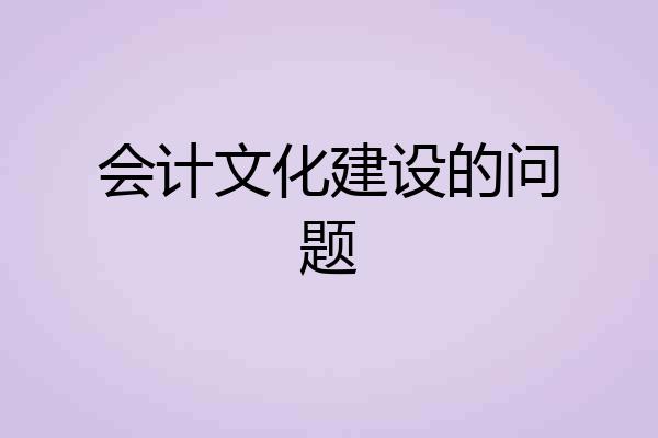 会计文化建设的问题