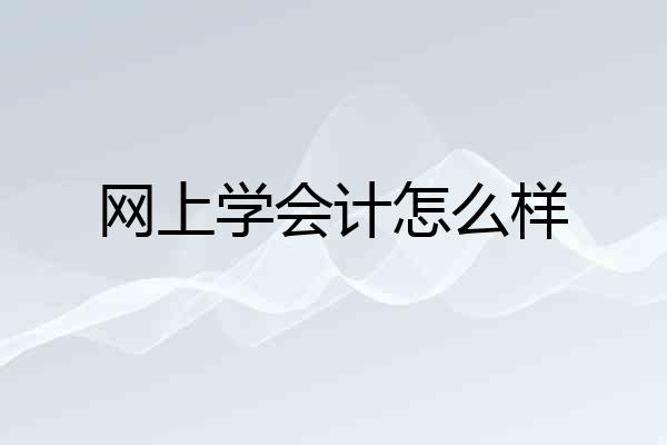 网上学会计怎么样